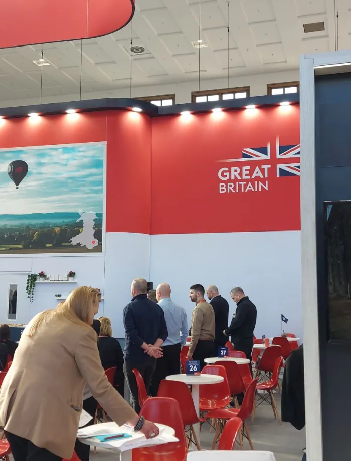 Business pods at an exhibition